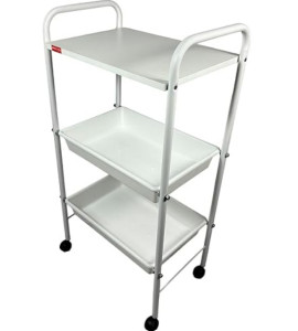 Carro Auxiliar Branco Com 2 Bandejas Plásticas e 1 Tampo em MDF CA40BR - Best Pro